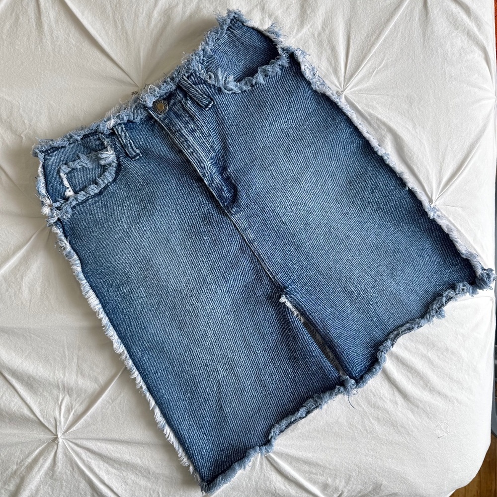 y2k Nevada distressed denim mini skirt
